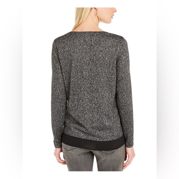 Shimmering Silver Textured Long-sleeve Top - Picture 4 of 8